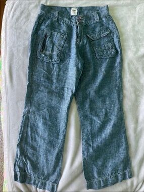dylan teal casual cargo linen-blend men's pants